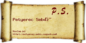 Petyerec Sebő névjegykártya